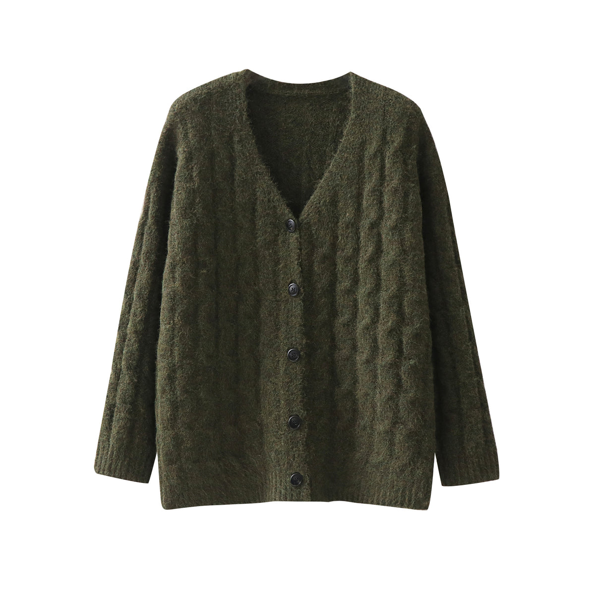 Pull Col V Boutons Femme Oversize – Couleur Unie Casual Chic