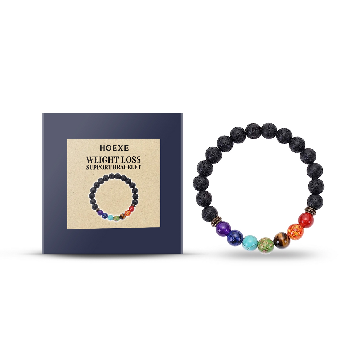 Bracelet Femme Perles Pierres Volcaniques | Multicolore Ajustable Tressé