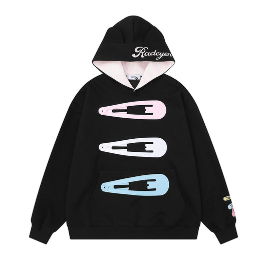 Colorful hair clip hoodie