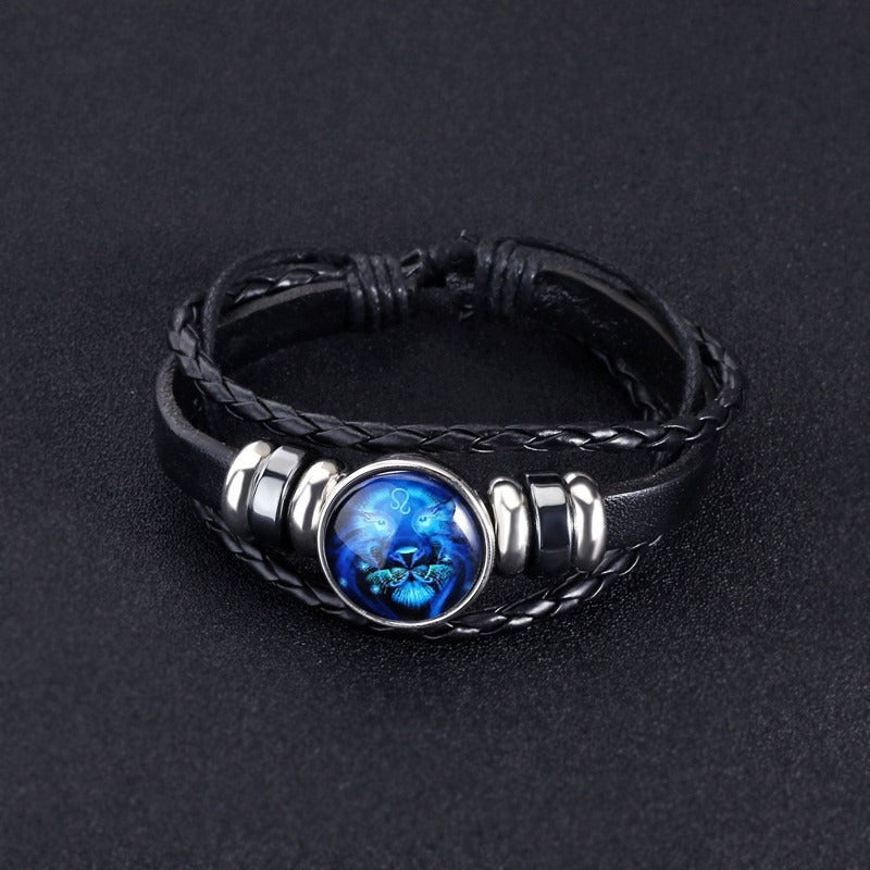 European and American Fashion Retro Twelve Constellation Bracelet Button Constellation Bracelet