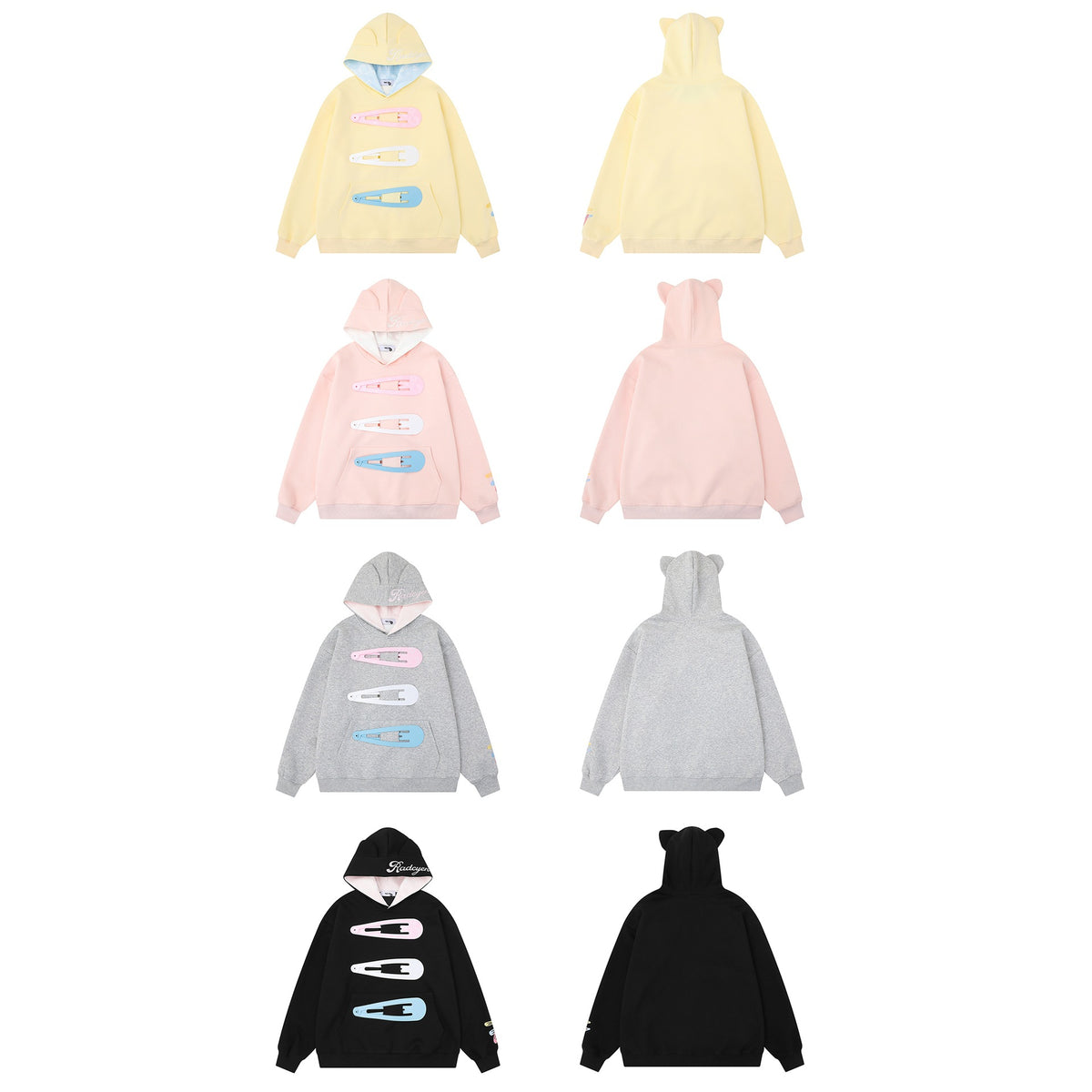 Colorful hair clip hoodie