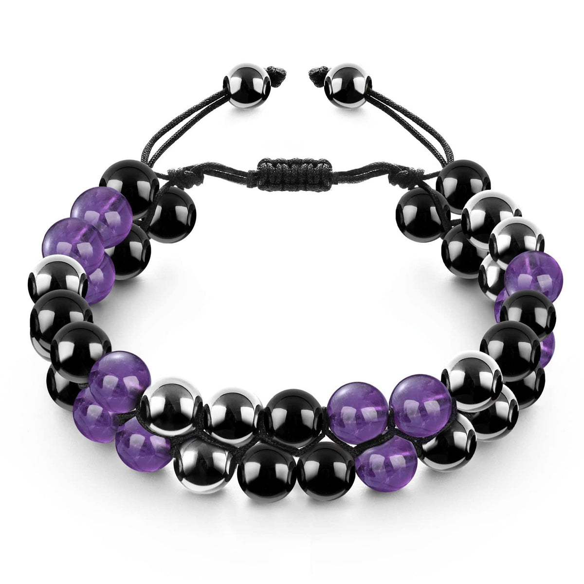 Bracelet Homme Yoga | Oeil de Tigre & Agate Noire | Magnétique Ajustable