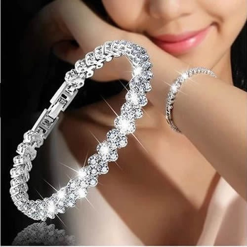 Bracelet Romain Femme Zircon Cristal | Bague avec Diamants | Bijou Mode