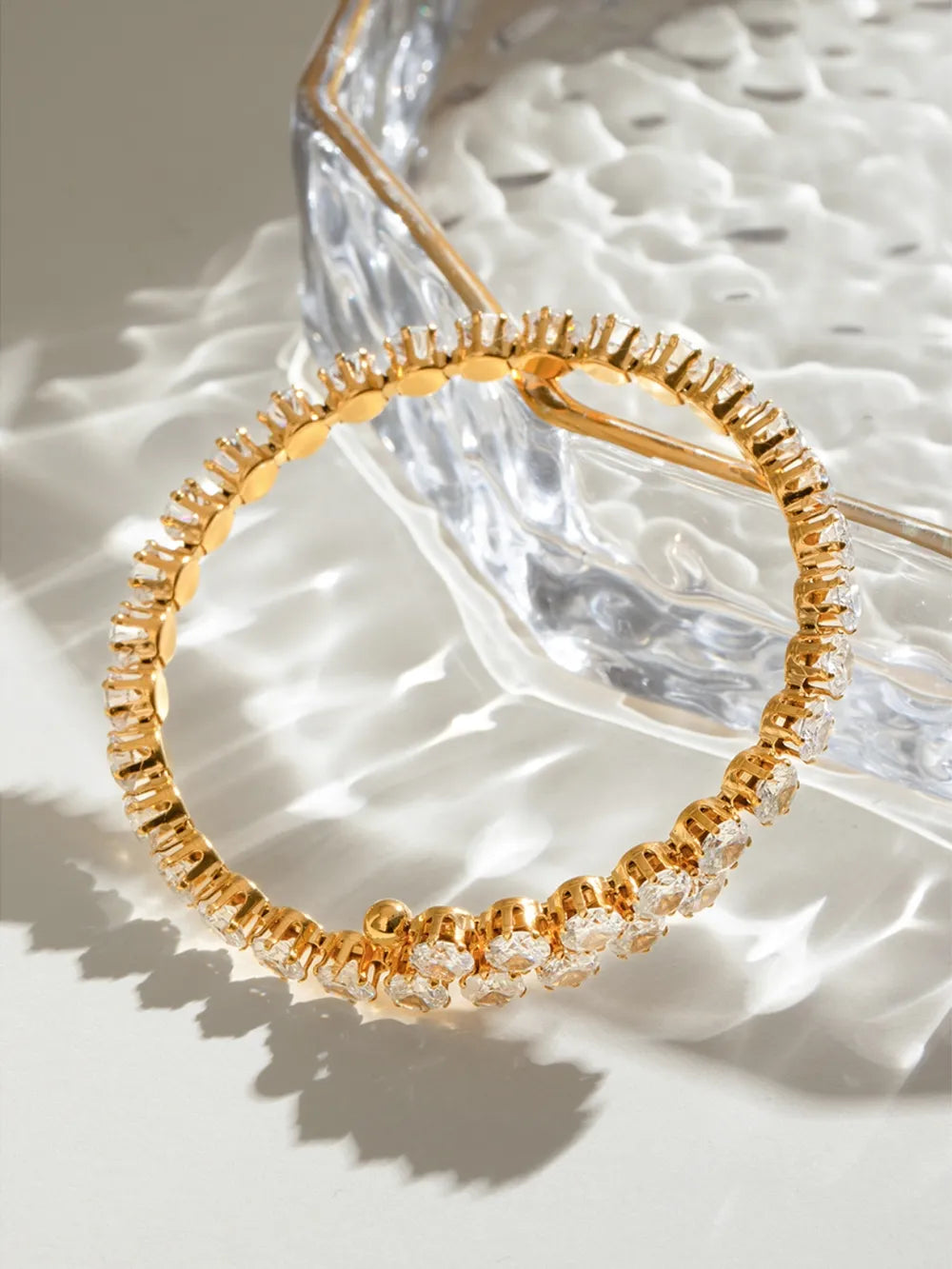 Bracelet Acier Inoxydable Incrusté Zircon | Bijou Élégant Femme | Accessoire Mode