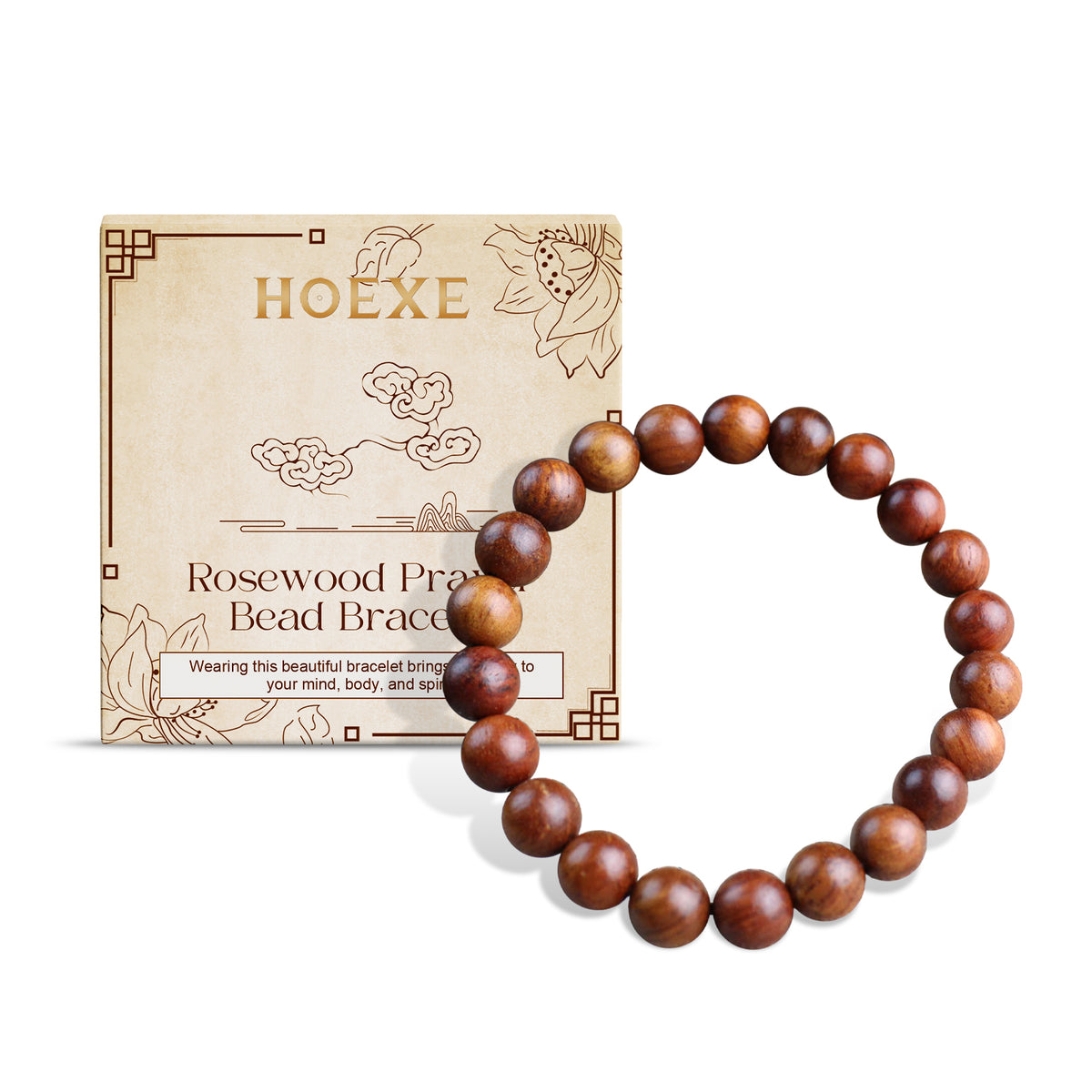 Bracelet Bois de Rose Unisexe | Perles Décoratives Quotidien | Bijou Nature