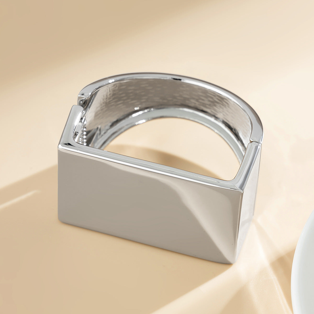 Bracelet Métal Carré Givré | Miroir Personnalisé Courbe | Bijou Rétro Femme
