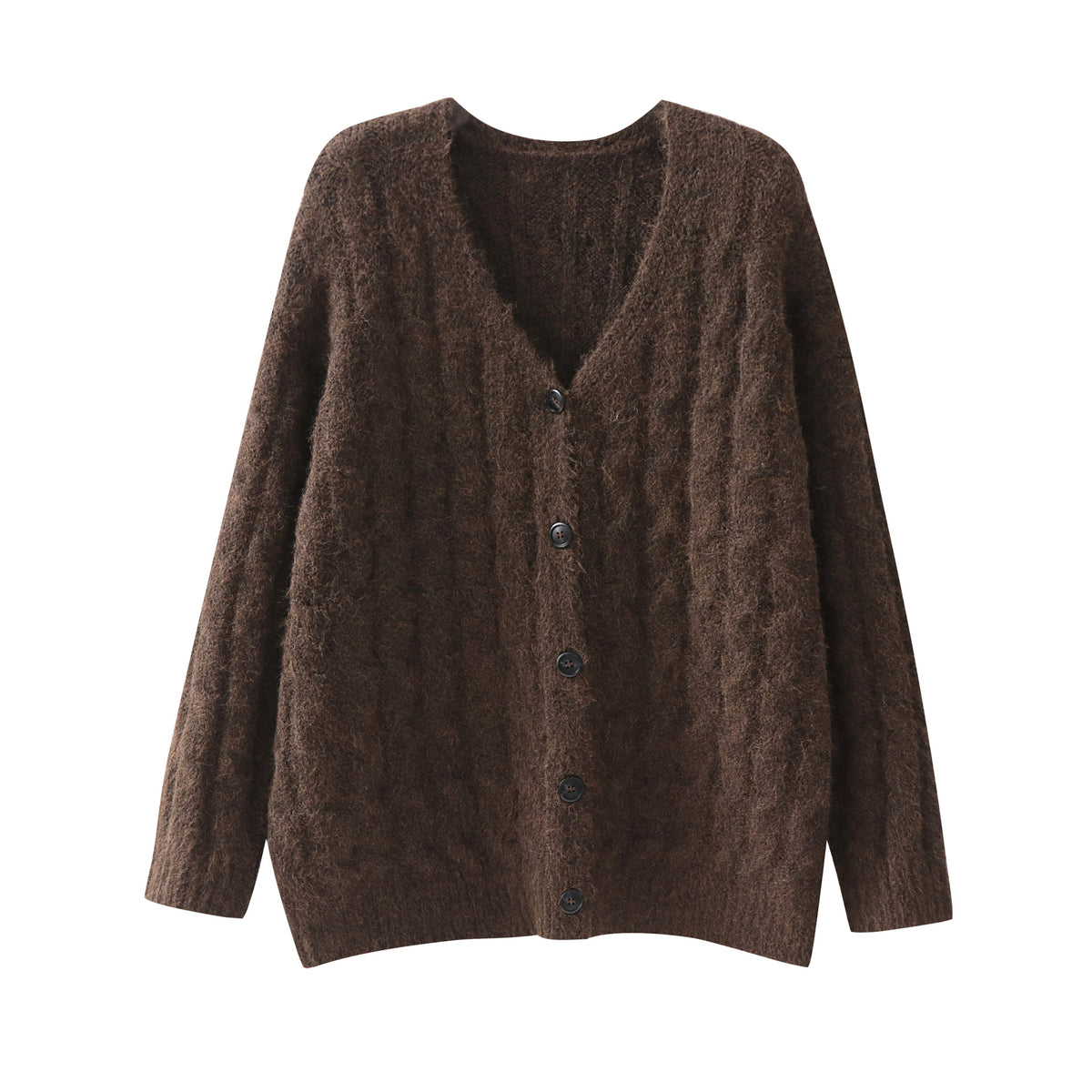Pull Col V Boutons Femme Oversize – Couleur Unie Casual Chic