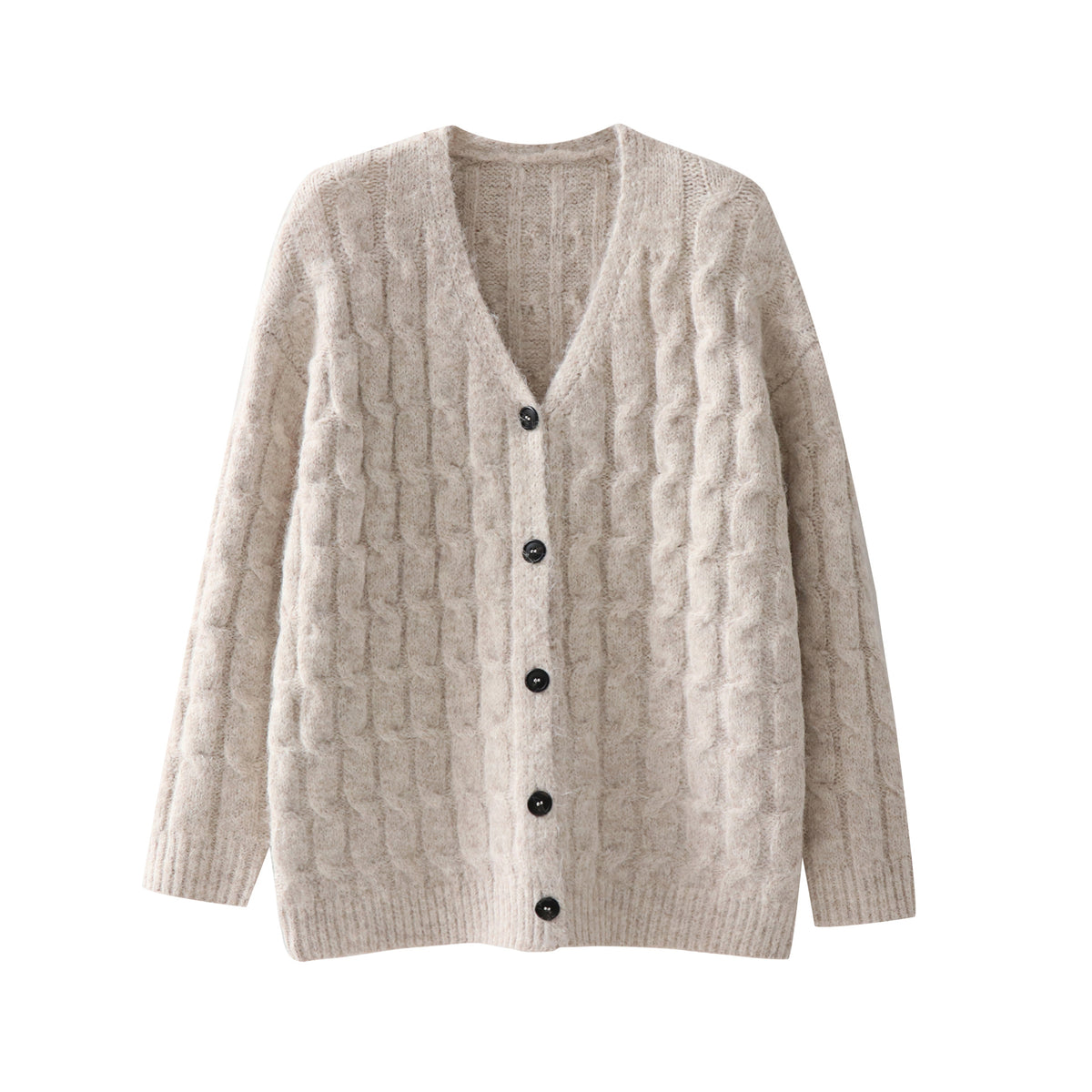 Pull Col V Boutons Femme Oversize – Couleur Unie Casual Chic