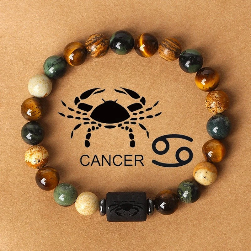 Bracelet Pierre Naturelle Oeil de Tigre | Image Zodiaque Perles | Bijou Spirituel